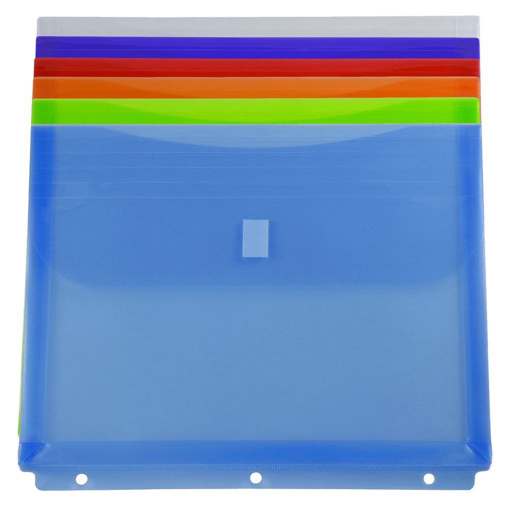 JAM Paper Plastic Binder Envelopes, 9-1/2in x 11-1/2in, Adhesive Seal, Assorted Colors, Pack Of 6 Envelopes MPN:218VB1ASSTDOD