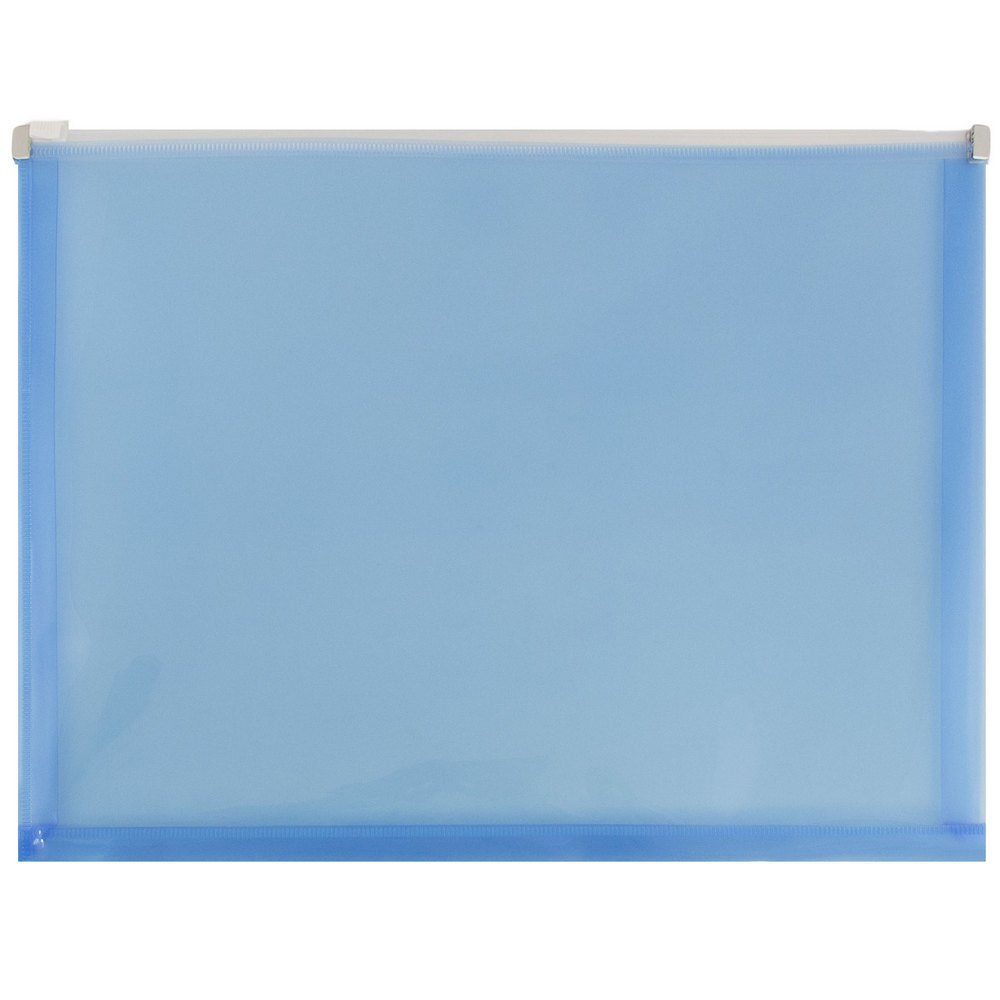 JAM Paper Plastic Envelopes, Zipper Closure, Letter-Size, 9 3/4in x 13in, Blue, Pack Of 12 MPN:218Z1BU