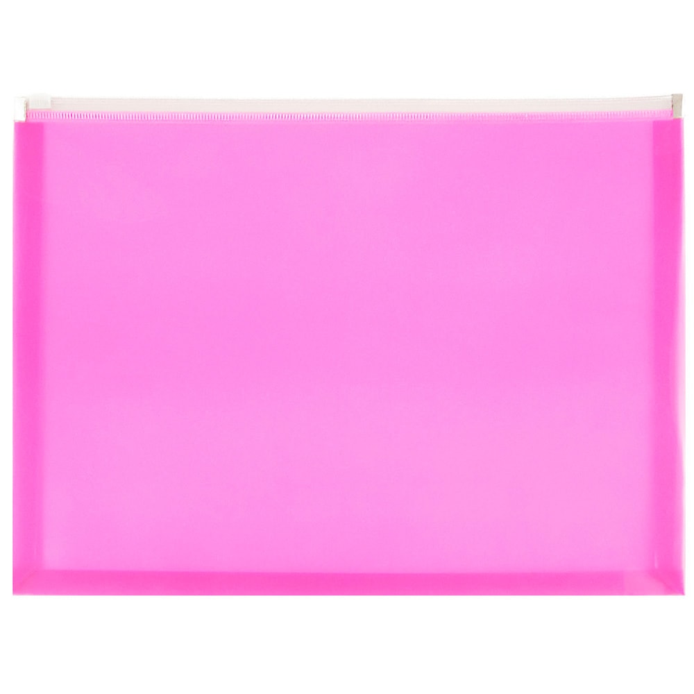 JAM Paper #10 Plastic Envelopes, Zipper Closure, Hot Pink, Pack Of 12 MPN:218Z1HOPI