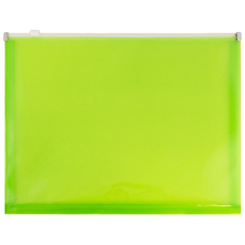 JAM Paper #10 Plastic Envelopes, Zipper Closure, Lime Green, Pack Of 12 MPN:218Z1LI