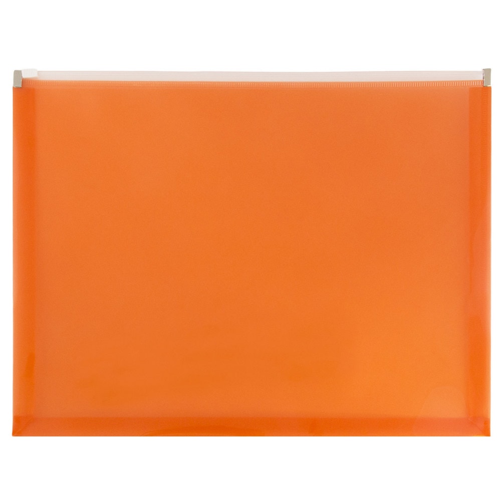 JAM Paper #10 Plastic Envelopes, Zipper Closure, Orange, Pack Of 12 MPN:218Z1OR