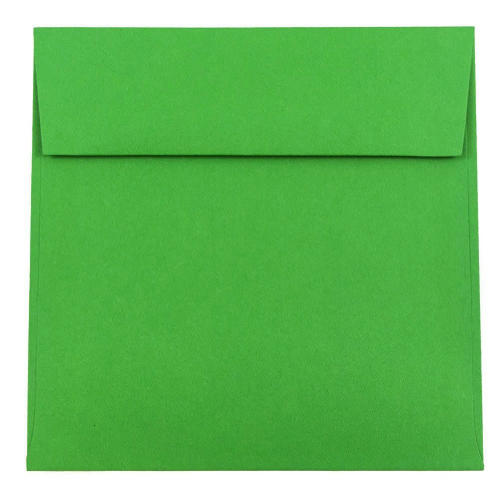 JAM Paper Color Square Invitation Envelopes, 6 1/2in x 6 1/2in, Gummed Seal, 30% Recycled, Green, Pack Of 25 MPN:2792279