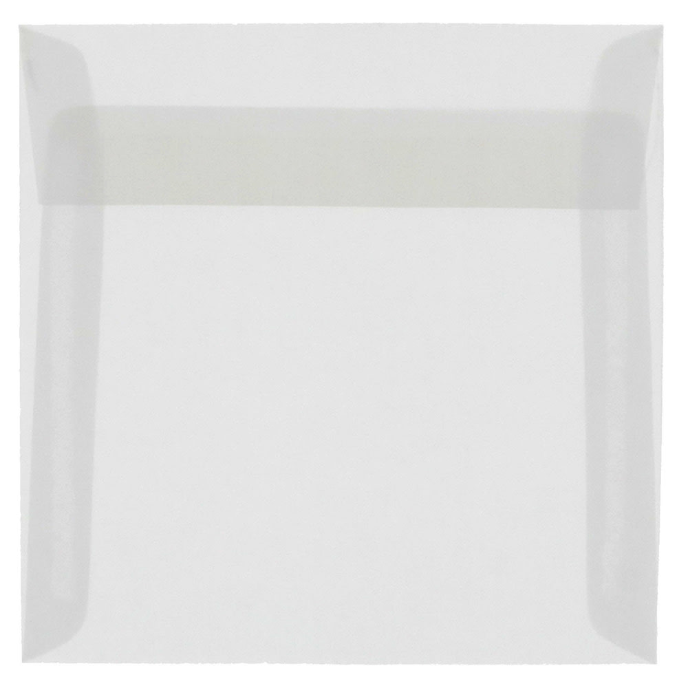 JAM Paper Translucent Vellum Invitation Envelopes, 9 1/2in x 9 1/2in, Gummed Seal, Clear, Pack Of 25 MPN:2851357