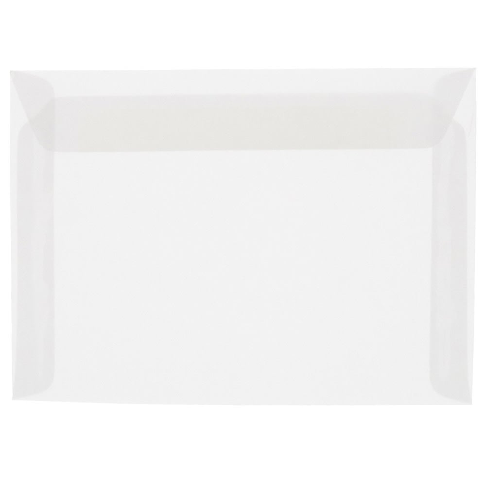 JAM Paper Booklet Translucent Vellum Envelopes, 8 3/4in x 11 1/2in, Gummed Seal, Clear, Pack of 25 MPN:2851370
