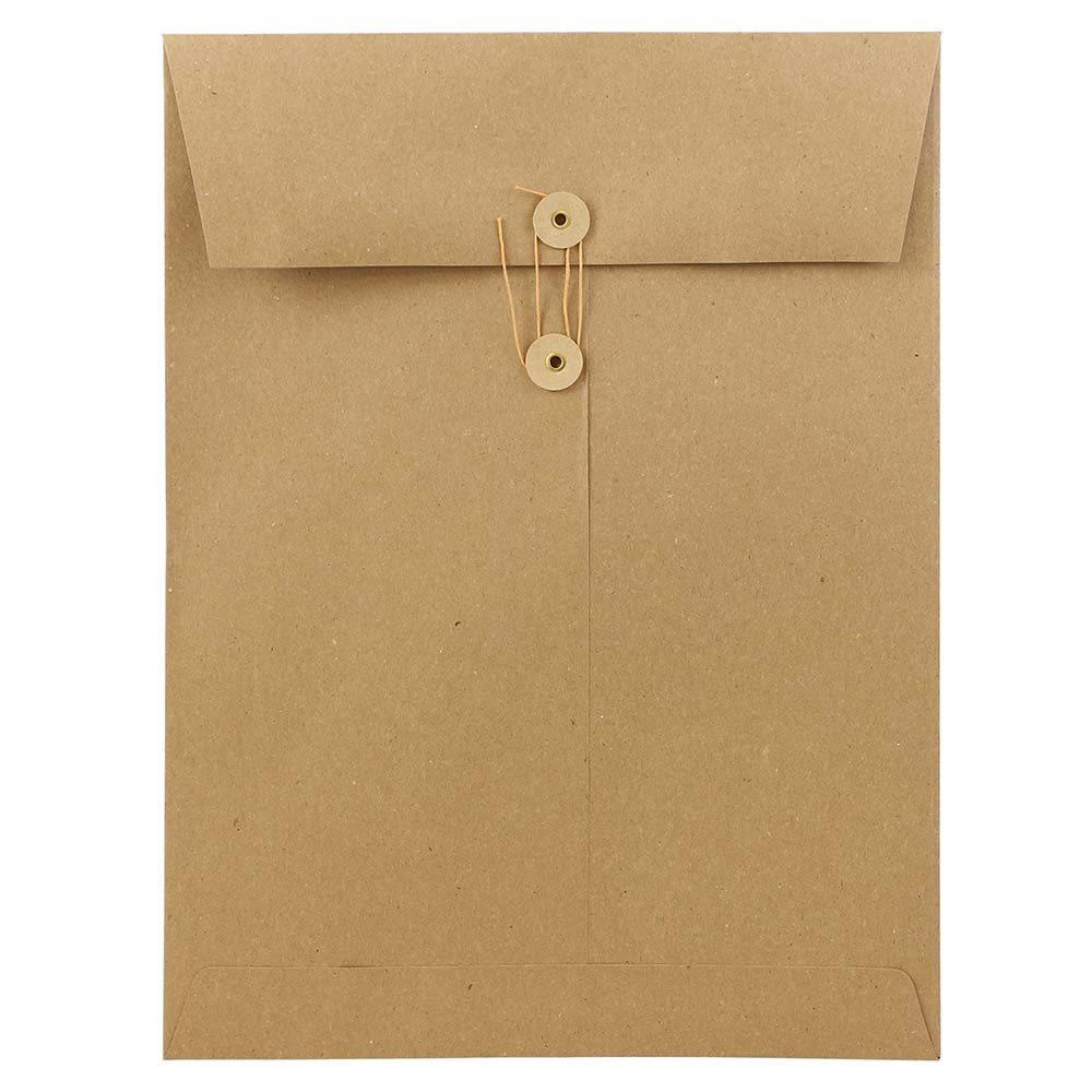 JAM Paper Open-End 9in x 12in Manila Catalog Envelopes, Button & String Closure, 100% Recycled, Brown Kraft, Pack Of 25 MPN:312611142