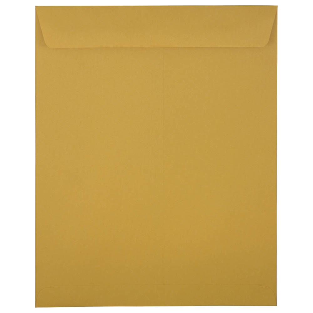JAM Paper Open-End Envelopes, 11-1/2 x 14-1/2, Gummed Seal, Brown Kraft, Pack Of 100 Envelopes MPN:313011452