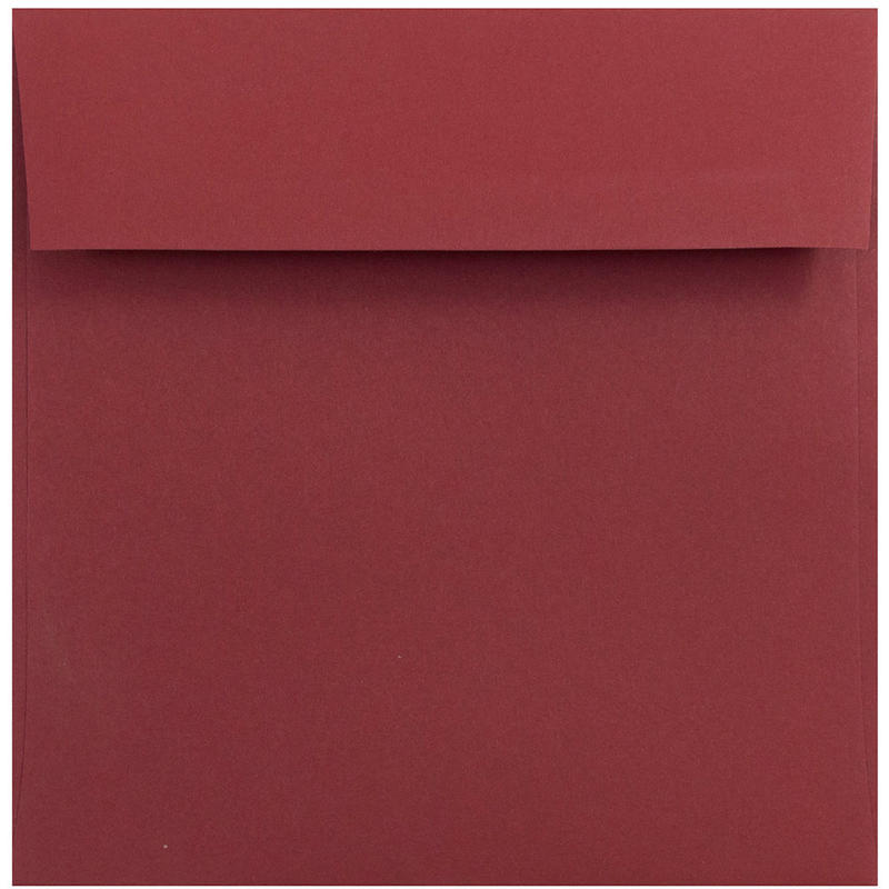 JAM Paper Color Square Invitation Envelopes, 6in x 6in, Gummed Seal, Dark Red, Pack Of 25 MPN:31511296