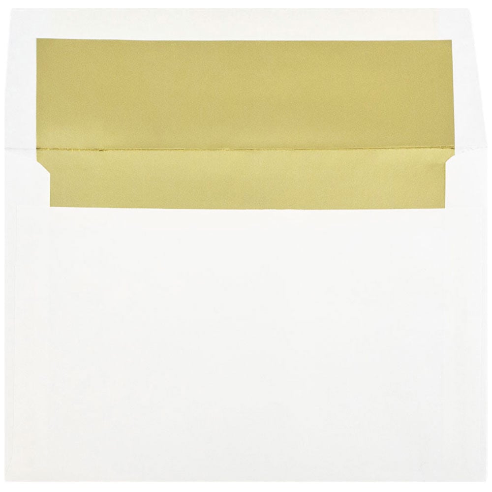 JAM Paper Booklet Invitation Envelopes, A8, Gummed Seal, Gold/White, Pack Of 25 MPN:3243664