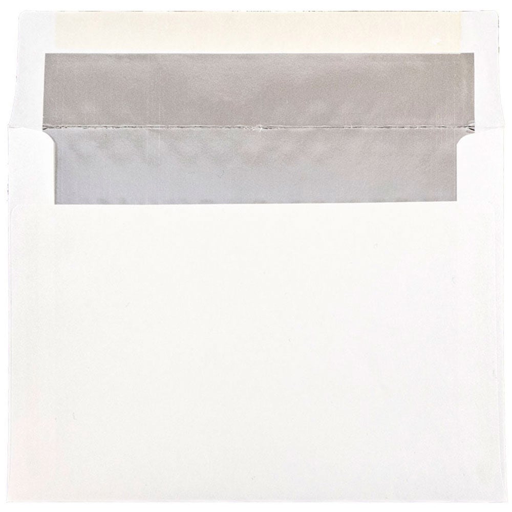 JAM Paper Foil-Lined Booklet Invitation Envelopes, A7, Gummed Seal, Silver/White, Pack Of 25 MPN:3243671