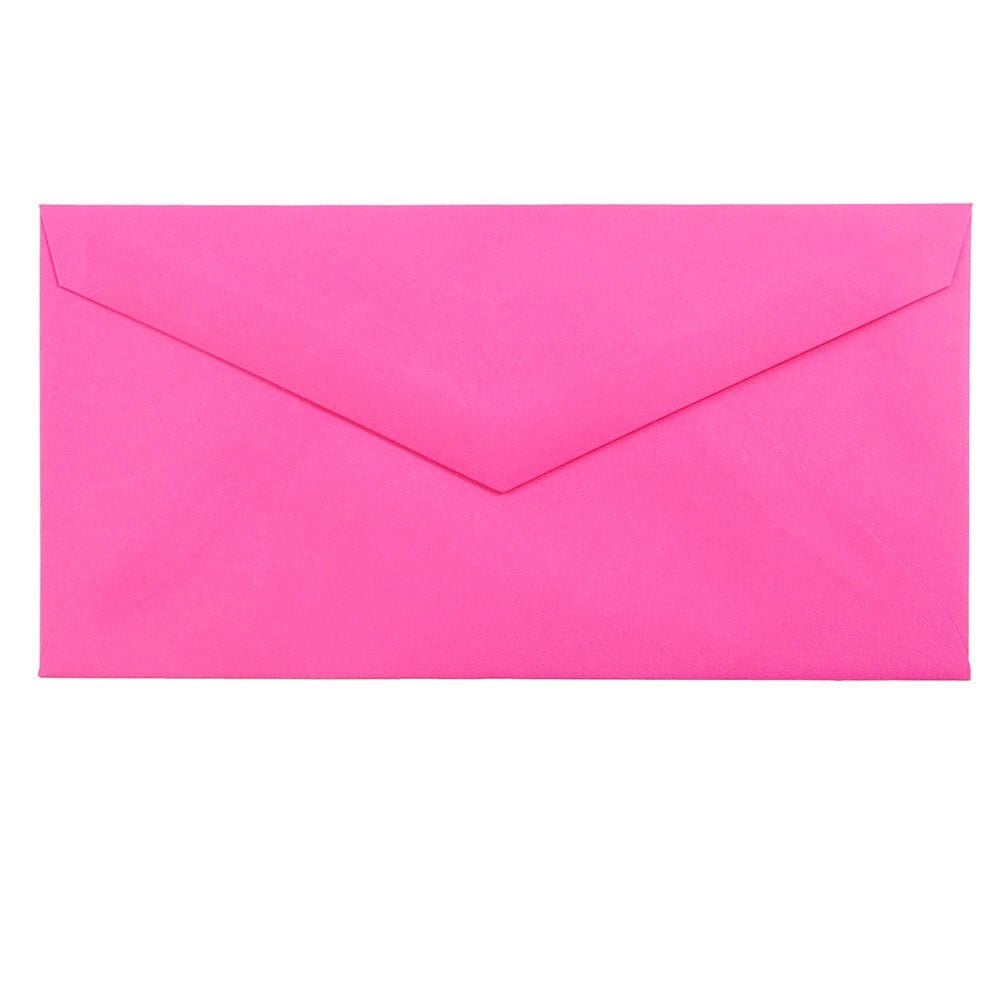 JAM Paper Booklet Envelopes, #7 3/4 Monarch, Straight Flap, Gummed Seal, Fuchsia Hot Pink, Pack Of 25 MPN:34097578