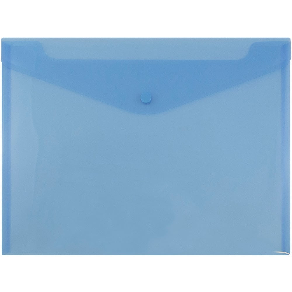 JAM Paper Plastic Booklet Envelopes, Legal Size, 9 3/4in x 14 1/2in, Snap Closure, Blue, Pack Of 12 MPN:34830BU