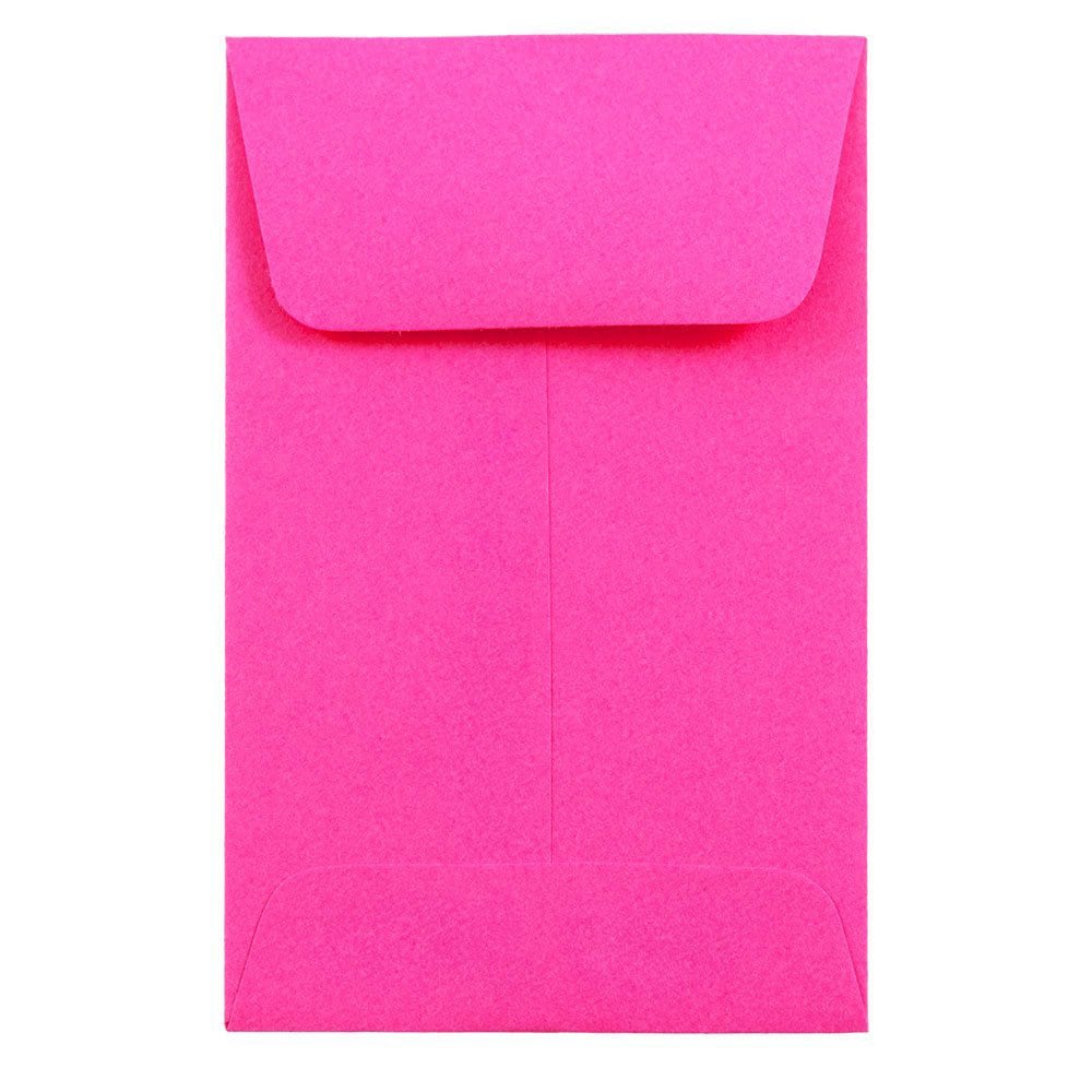 JAM Paper Coin Envelopes, #1, Gummed Seal, Fuchsia Pink, Pack Of 25 MPN:352927832