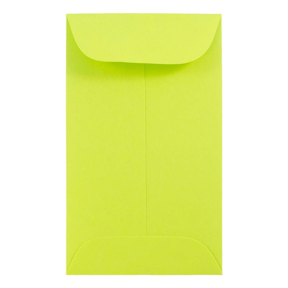 JAM Paper Coin Envelopes, #3, Gummed Seal, Lime Green, Pack Of 50 Envelopes MPN:356730536I