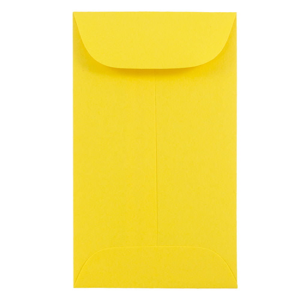 JAM Paper Coin Envelopes, #3, Gummed Seal, Yellow, Pack Of 50 Envelopes MPN:356730537I