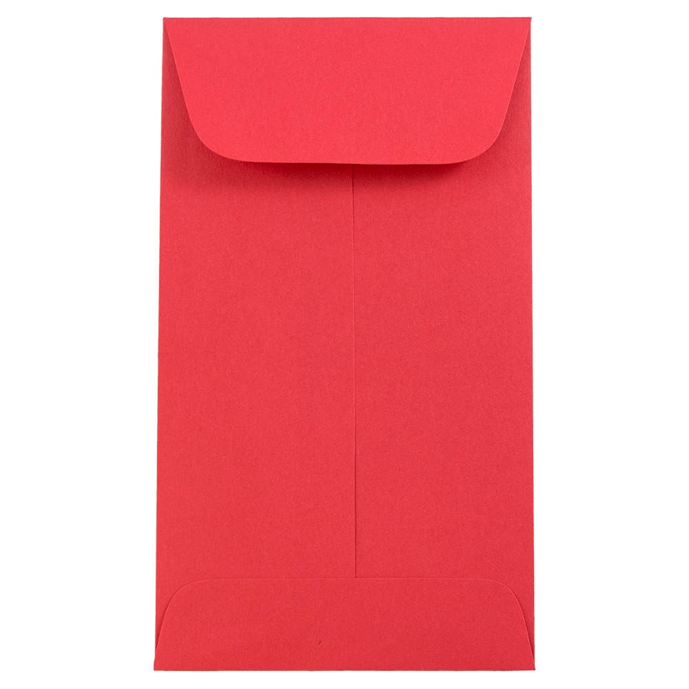 JAM Paper Coin Envelopes, #6, Gummed Seal, 30% Recycled, Red, Pack Of 50 Envelopes MPN:356730561I