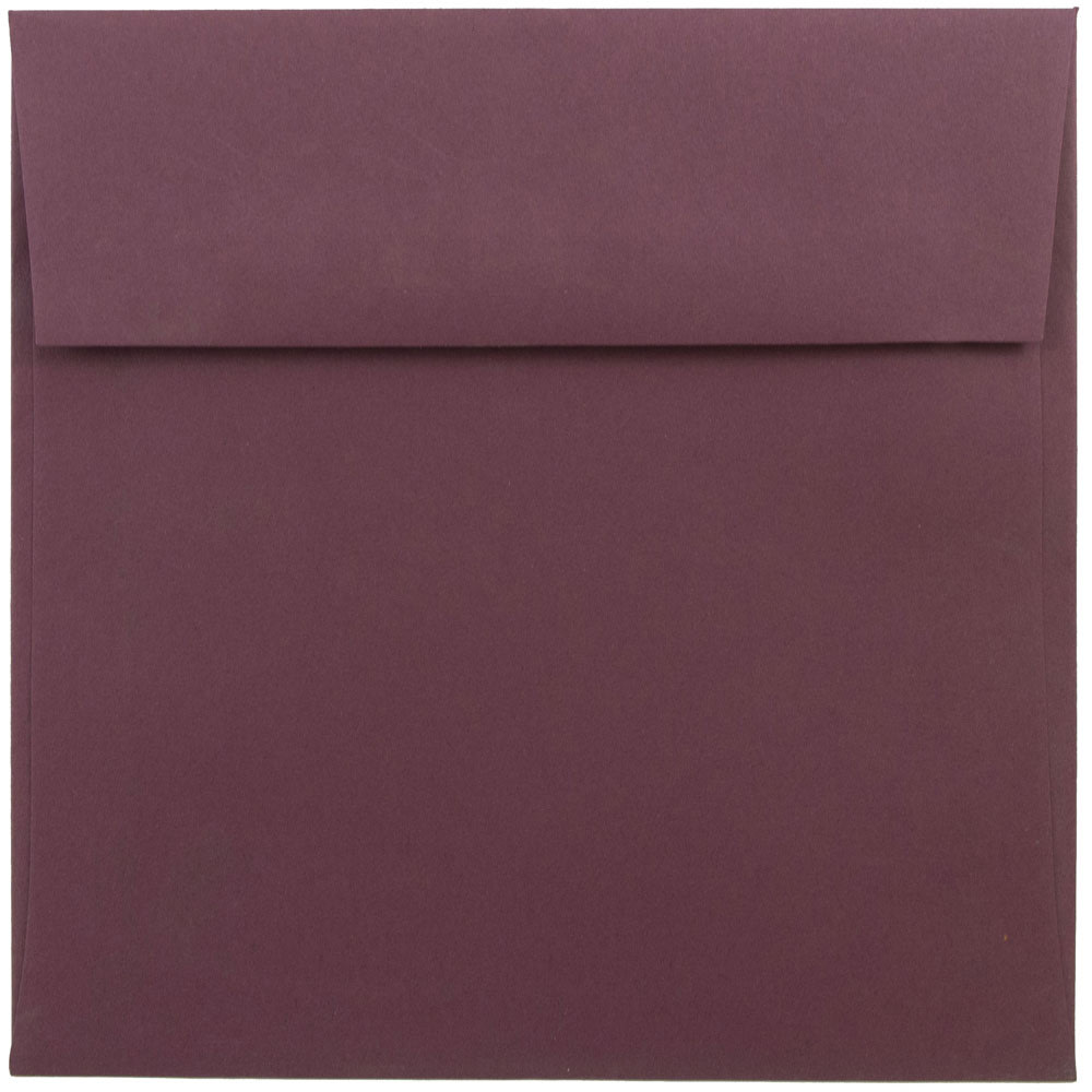 JAM Paper Color Square Invitation Envelopes, 6in x 6in, Gummed Seal, Burgundy, Pack Of 25 MPN:36395838