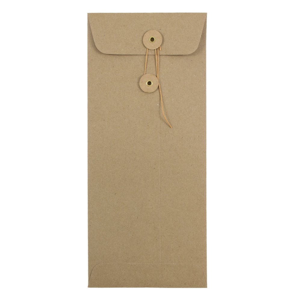 JAM Paper Policy #10 Envelopes, Button & String Closure, 100% Recycled, Brown, Pack Of 25 MPN:41266941