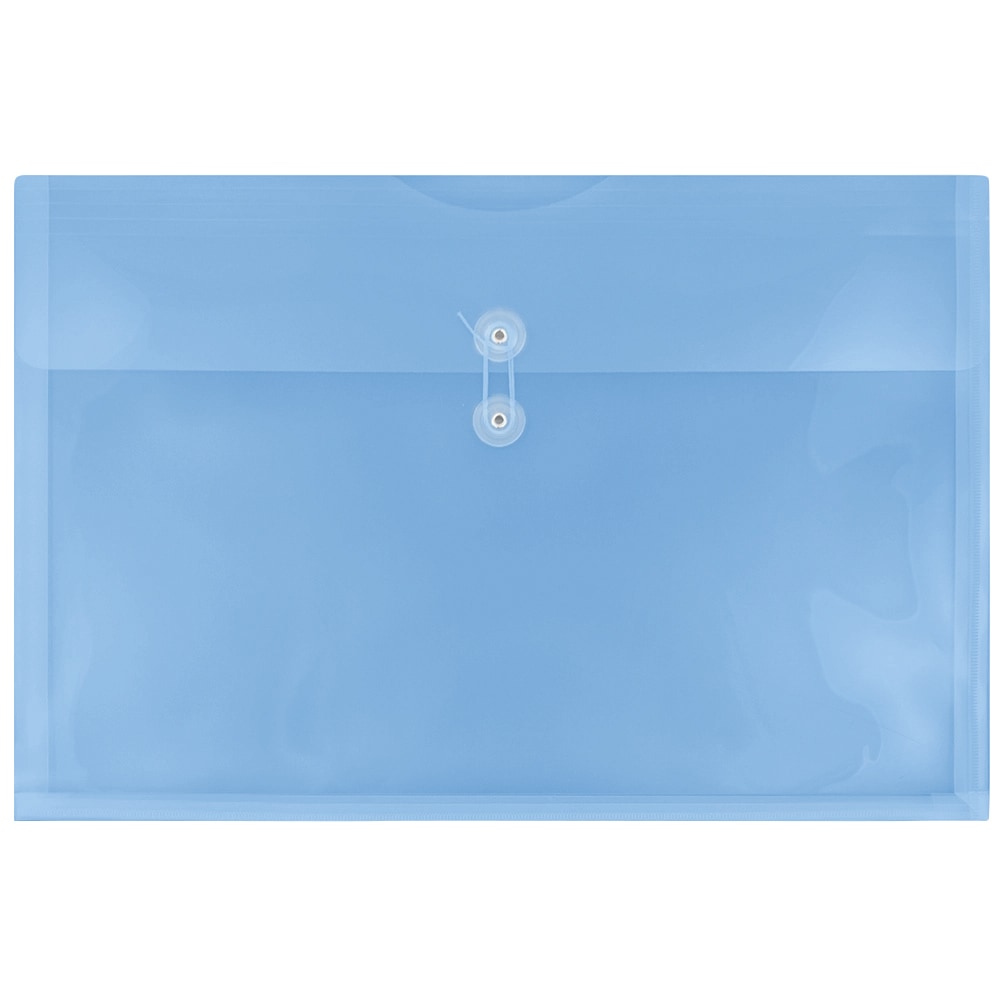 JAM Paper Plastic Booklet Envelopes, 12in x 18in, Button & String Closure, Blue, Pack Of 12 MPN:457B1BU