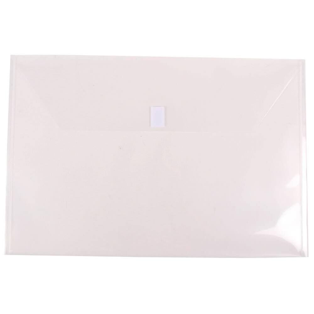 JAM Paper Plastic Booklet Envelopes, 12in x 18in, Hook & Loop Closure, Clear, Pack Of 12 MPN:457V0CL