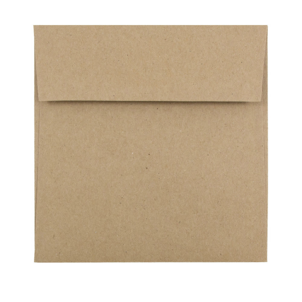JAM Paper Square Invitation Envelopes, 5 1/2in x 5 1/2in, Gummed Seal, 100% Recycled, Brown Kraft Paper Bag, Pack Of 25 MPN:46317108