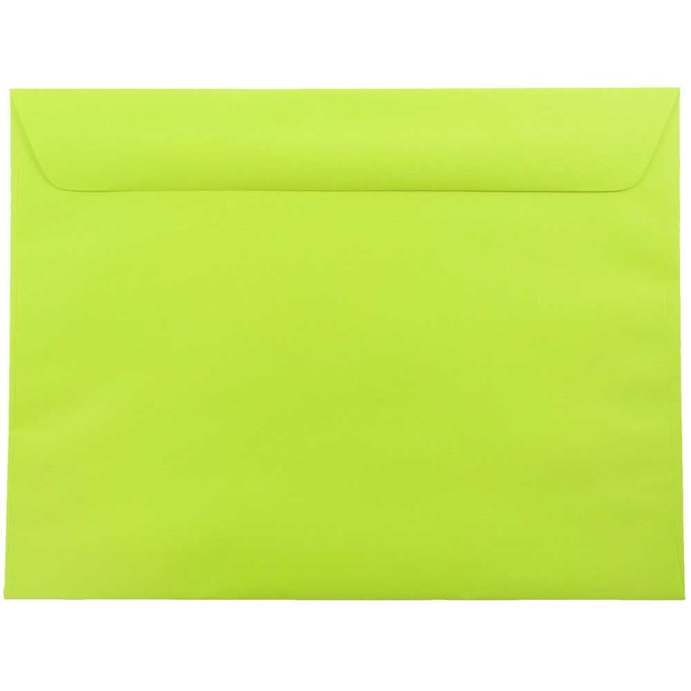 JAM Paper Booklet Envelopes, 9in x 12in, Gummed Seal, Ultra Lime Green, Pack Of 25 MPN:5156771