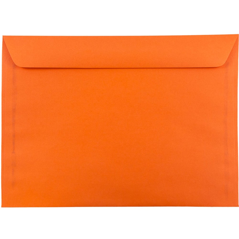 JAM Paper Booklet Envelopes, 9in x 12in, Gummed Seal, 30% Recycled, Orange, Pack Of 25 MPN:5156772