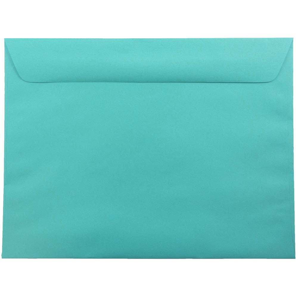 JAM Paper Booklet Envelopes, 9in x 12in, Gummed Seal, 30% Recycled, Sea Blue, Pack Of 25 MPN:5156773