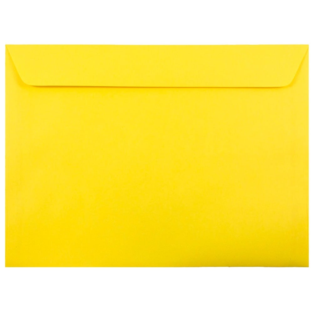 JAM Paper Booklet Envelopes, 9in x 12in, Gummed Seal, 30% Recycled, Yellow, Pack Of 25 MPN:5156775