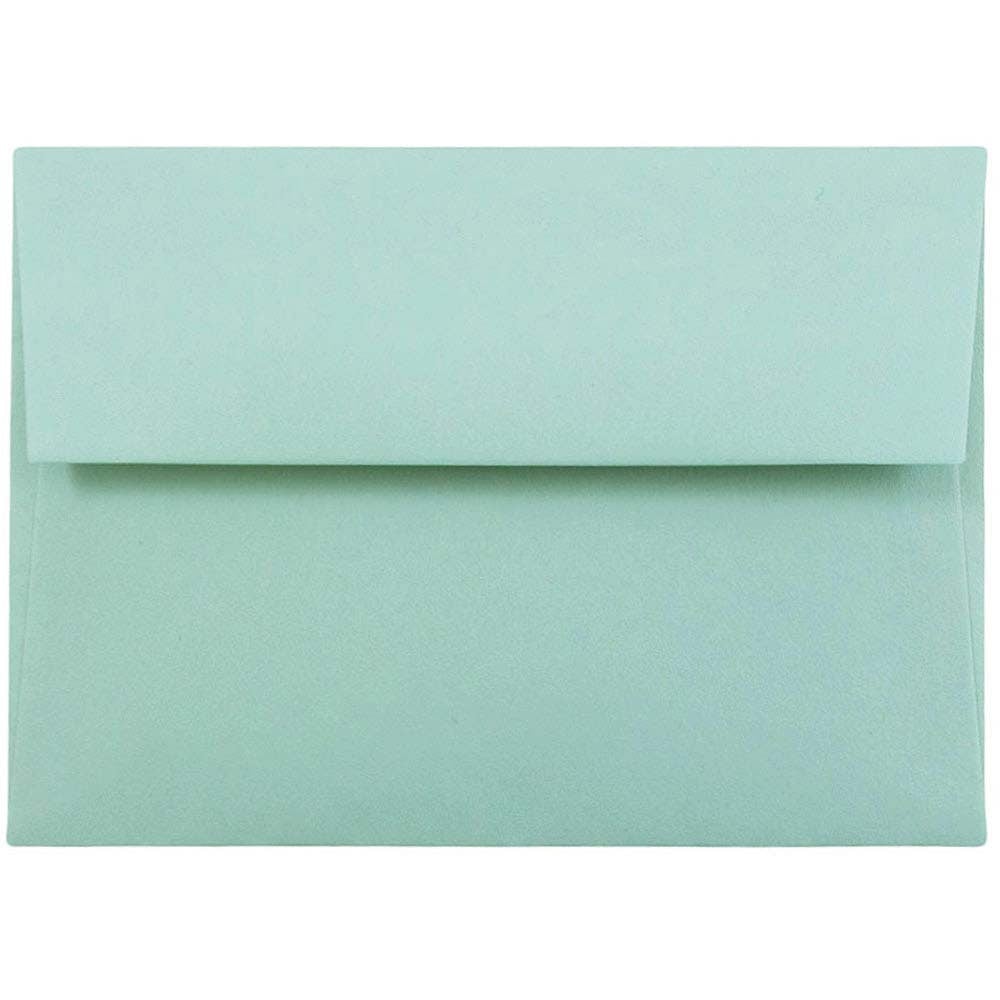 JAM Paper Booklet Envelopes, #4 Bar (A1), Gummed Seal, Aqua Blue, Pack Of 25 MPN:5157439