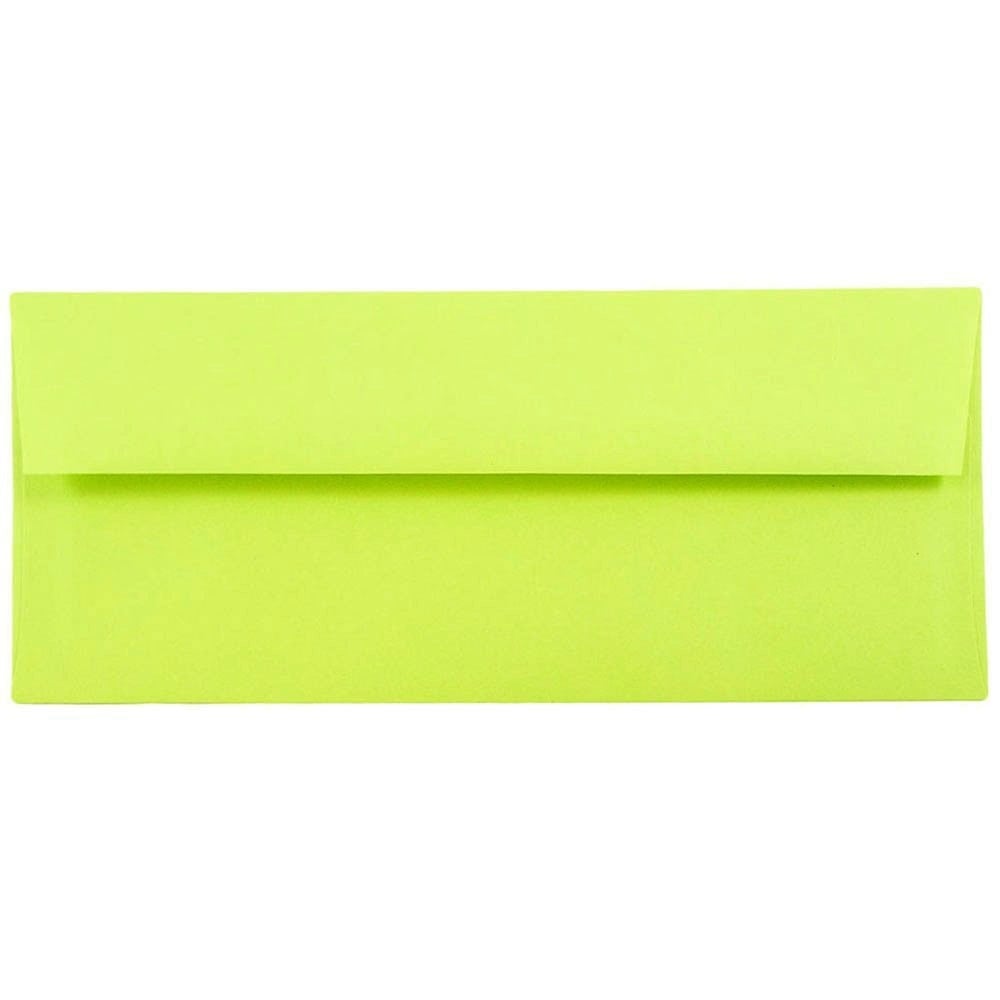 JAM PAPER #10 Business Colored Envelopes, 4 1/8in x 9 1/2in, Ultra Lime Green, Pack Of 25 MPN:71091