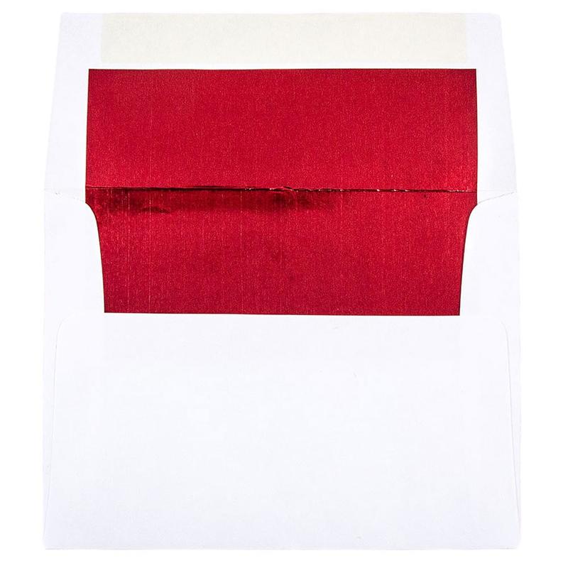 JAM Paper Booklet Invitation Envelopes, A2, Gummed Seal, Red/White, Pack Of 25 MPN:72158