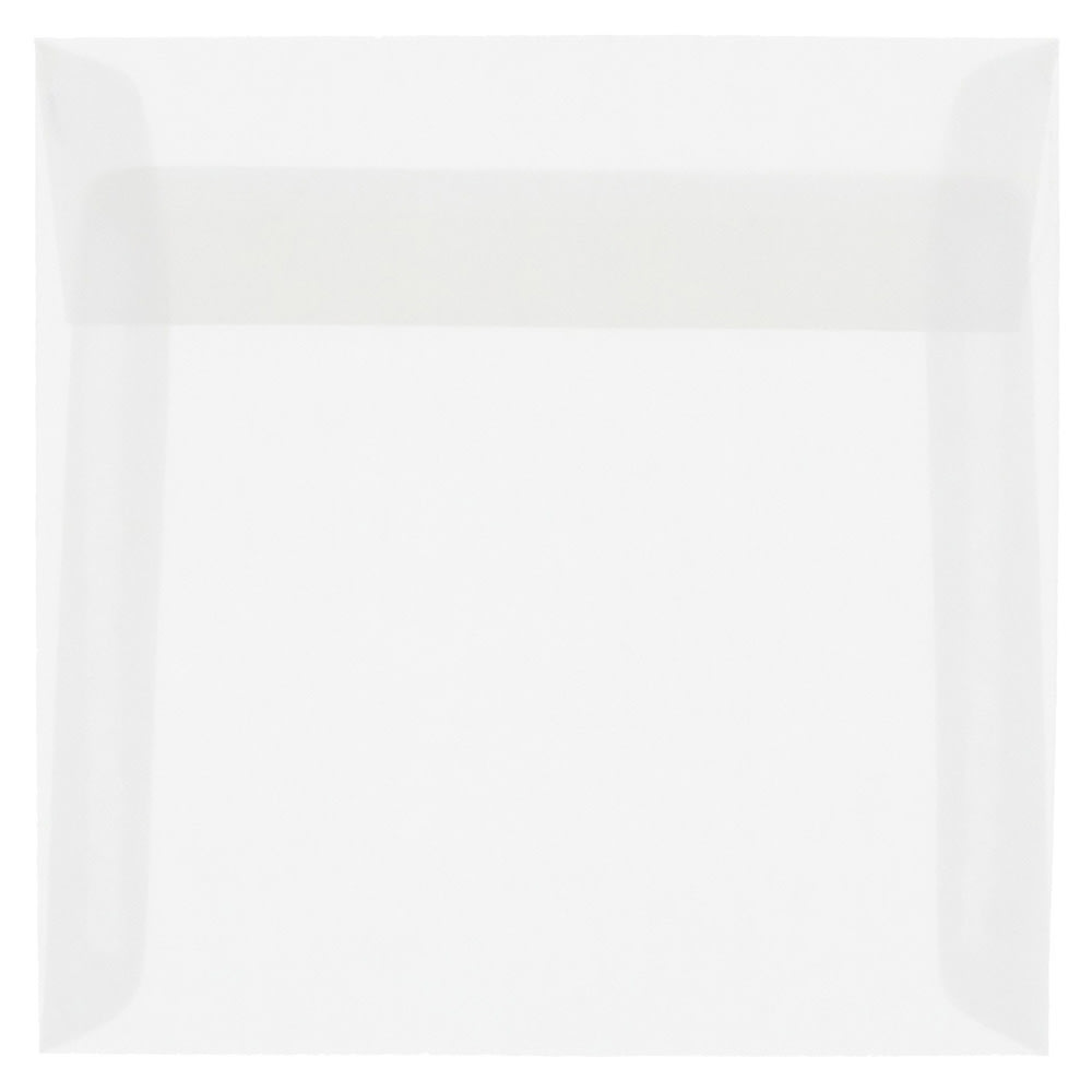 JAM Paper Translucent Vellum Invitation Envelopes, 5 1/2in x 5 1/2in, Gummed Seal, Clear, Pack Of 25 MPN:74354