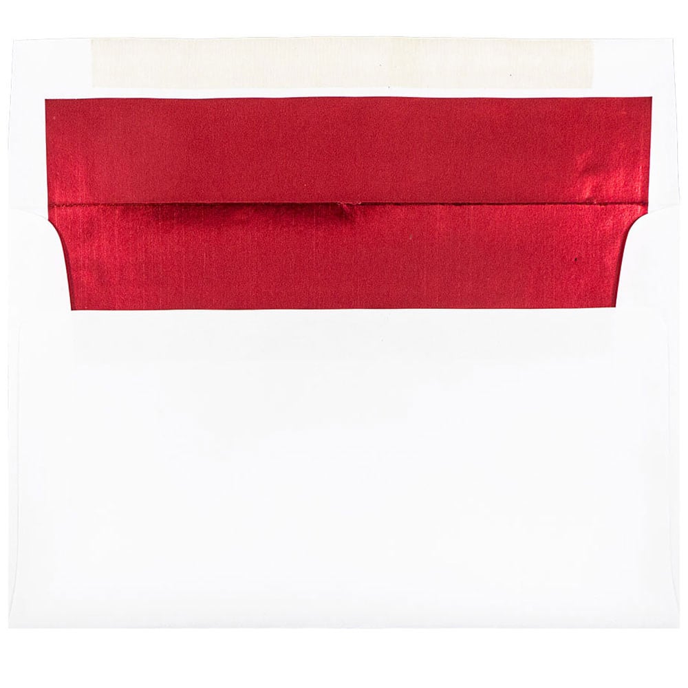 JAM Paper Foil-Lined Invitation Envelopes, A9, Gummed Seal, Red/White, Pack Of 25 MPN:76798