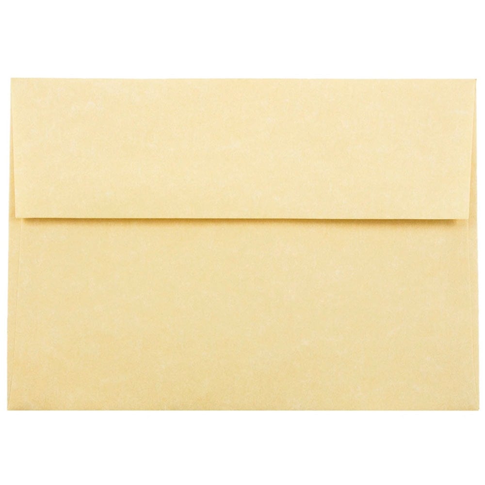 JAM Paper Parchment Booklet Invitation Envelopes, A7, Gummed Seal, 30% Recycled, Antique Gold, Pack Of 25 MPN:78758