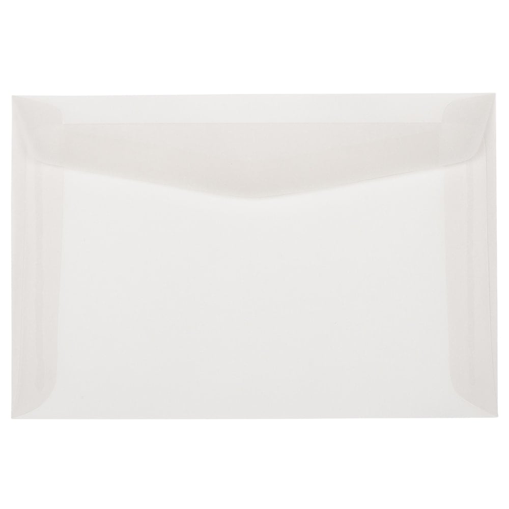 JAM Paper Booklet Envelopes, 6in x 9in, Gummed Seal, Clear, Pack Of 25 MPN:80538