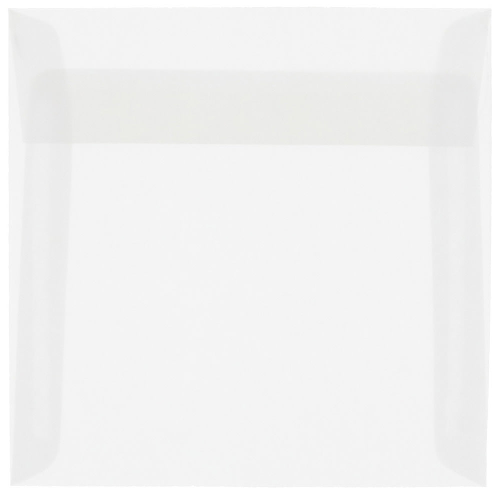 JAM Paper Translucent Vellum Invitation Envelopes, 6 1/2in x 6 1/2in, Gummed Seal, Clear, Pack Of 25 MPN:82516