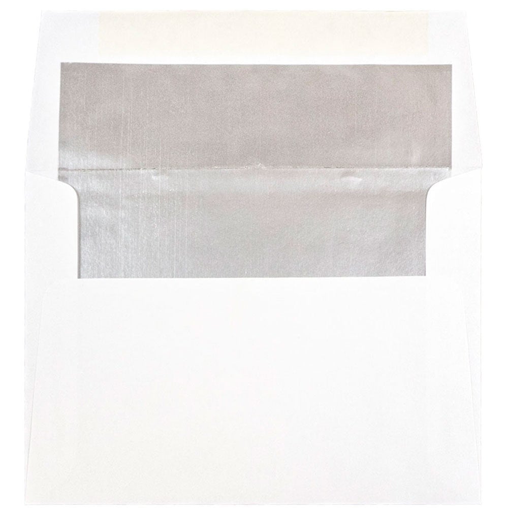 JAM Paper Foil-Lined Booklet Invitation Envelopes, A6, Gummed Seal, Silver/White, Pack Of 25 MPN:82927