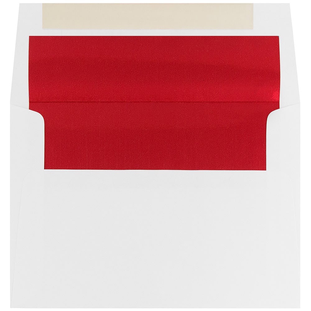 JAM Paper Foil-Lined Booklet Invitation Envelopes, A7, Peel & Seal, Red/White, Pack Of 25 MPN:83065