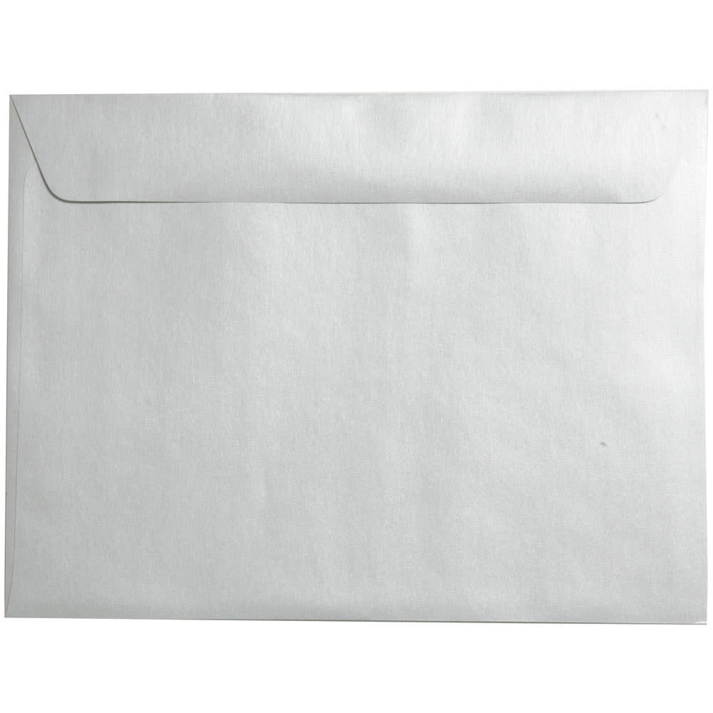 JAM Paper Booklet Envelopes, 9in x 12in, Gummed Seal, Stardream Silver Metallic, Pack Of 25 MPN:85818