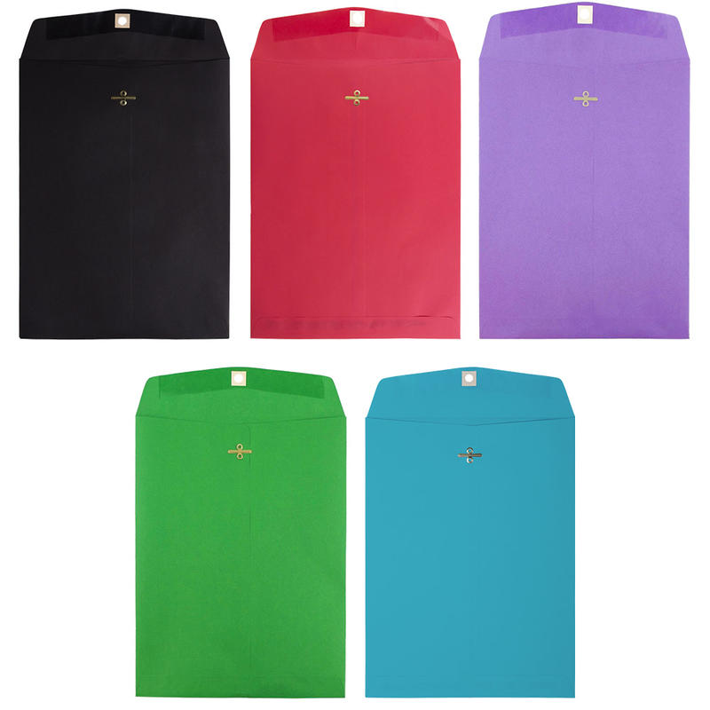 JAM Paper Open-End 9in x 12in Catalog Envelopes, Clasp Closure, Assorted, Pack Of 50 Envelopes MPN:87326
