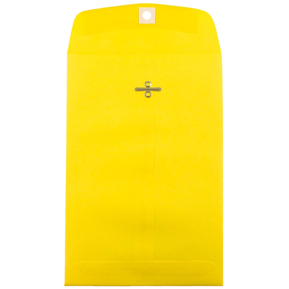 JAM Paper Open-End 6in x 9in Catalog Envelopes, Clasp Closure, Yellow, Pack Of 100 Envelopes MPN:87972
