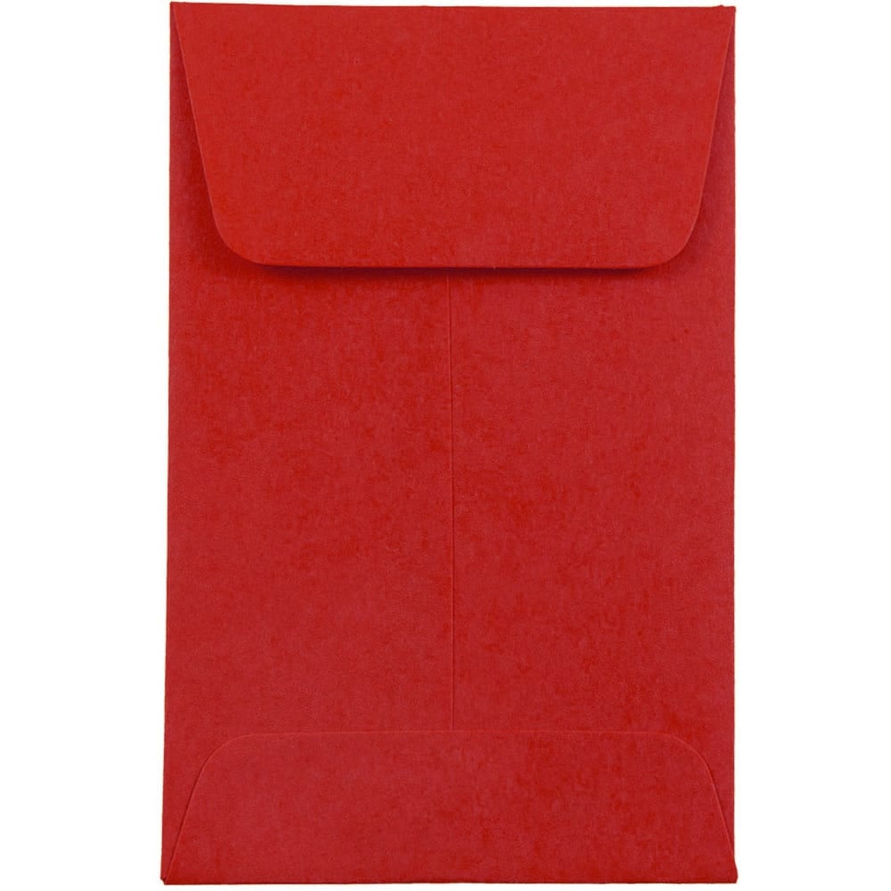 JAM Paper Coin Envelopes, #1, Gummed Seal, 30% Recycled, Red, Pack Of 25 MPN:900967818