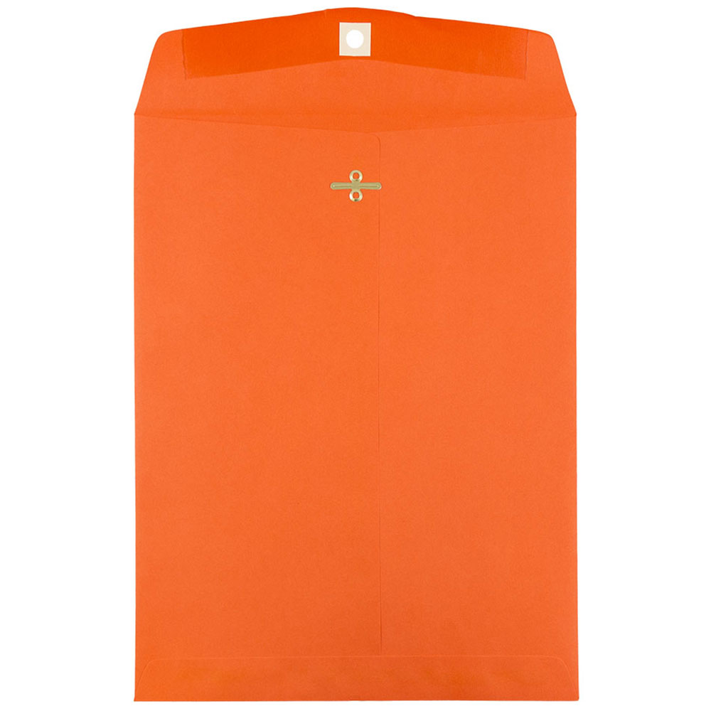 JAM Paper Open-End 10in x 13in Catalog Envelopes, Clasp Closure, Orange, Pack Of 100 Envelopes MPN:913745