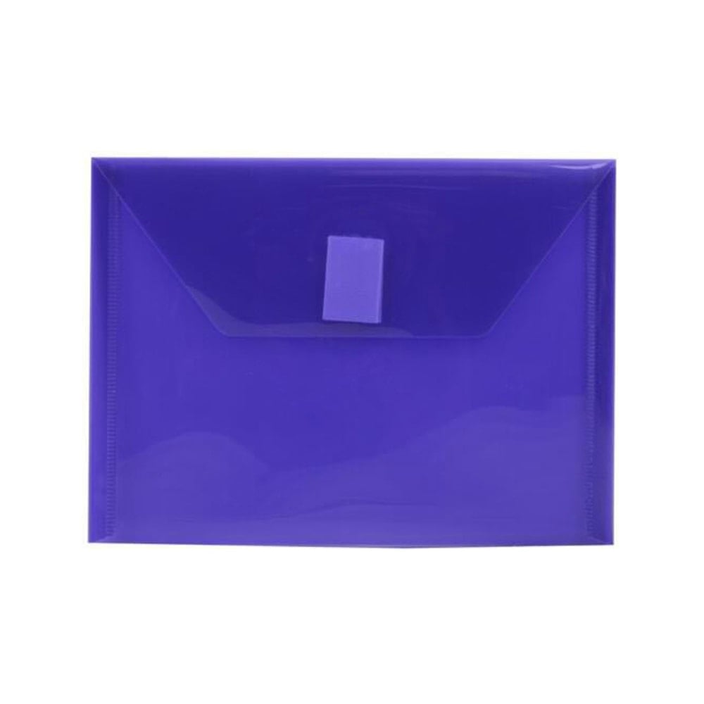 JAM Paper Plastic Booklet Envelopes With Hook-And-Loop Fastener, 5 1/2in x 7 1/2in, Gummed Seal, Purple, Pack Of 12 MPN:920V0PU