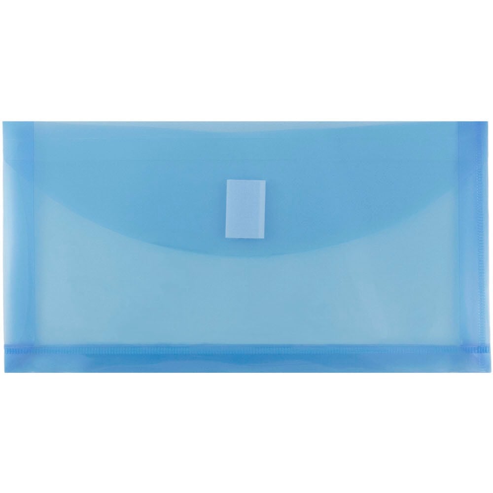 JAM Paper Plastic Booklet Envelopes, #10, Hook-And-Loop Closure, Blue, Pack Of 12 MPN:921V1BU