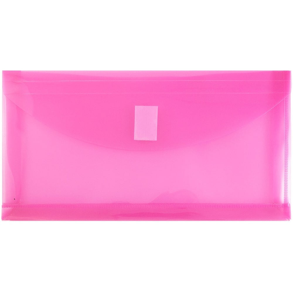 JAM Paper Plastic Booklet Envelopes, #10, Hook-And-Loop Closure, Fuchsia Pink, Pack Of 12 MPN:921V1FU