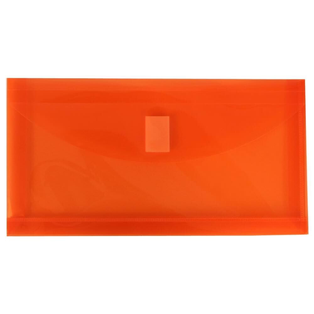 JAM Paper Plastic Booklet Envelopes, #10, Hook-And-Loop Closure, Orange, Pack Of 12 MPN:921V1OR