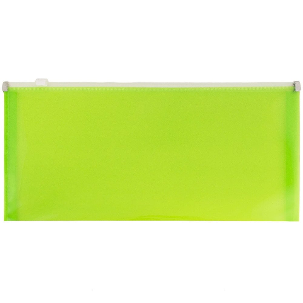 JAM Paper #10 Plastic Envelopes, Zipper Closure, Green, Pack Of 12 MPN:921Z1LI
