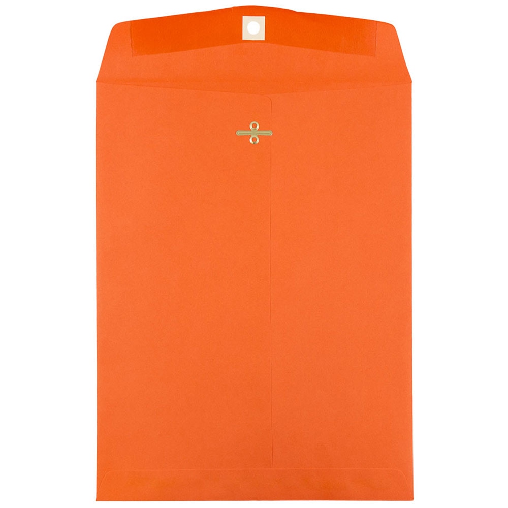 JAM Paper Open-End 9in x 12in Catalog Envelopes, Clasp Closure, 30% Recycled, Orange, Pack Of 10 MPN:92938B