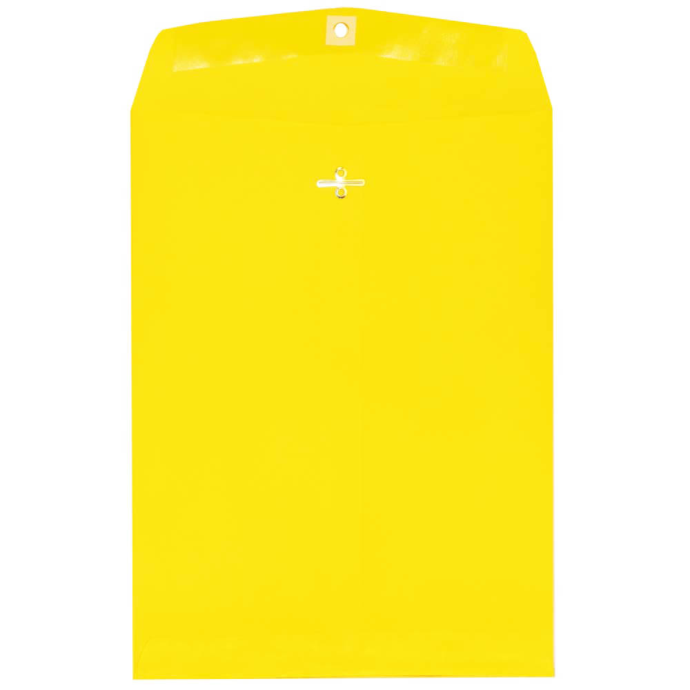 JAM Paper Open-End 9in x 12in Catalog Envelopes, Clasp Closure, Yellow, Pack Of 100 Envelopes MPN:92953